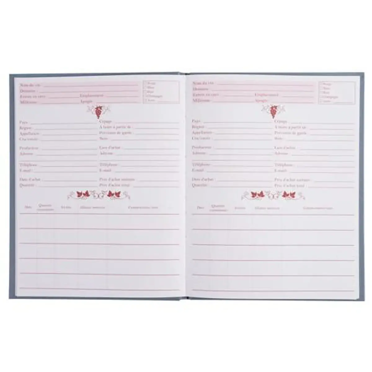 LIVRE DE CAVE.220X170.96 PAGES GRIS photo du produit