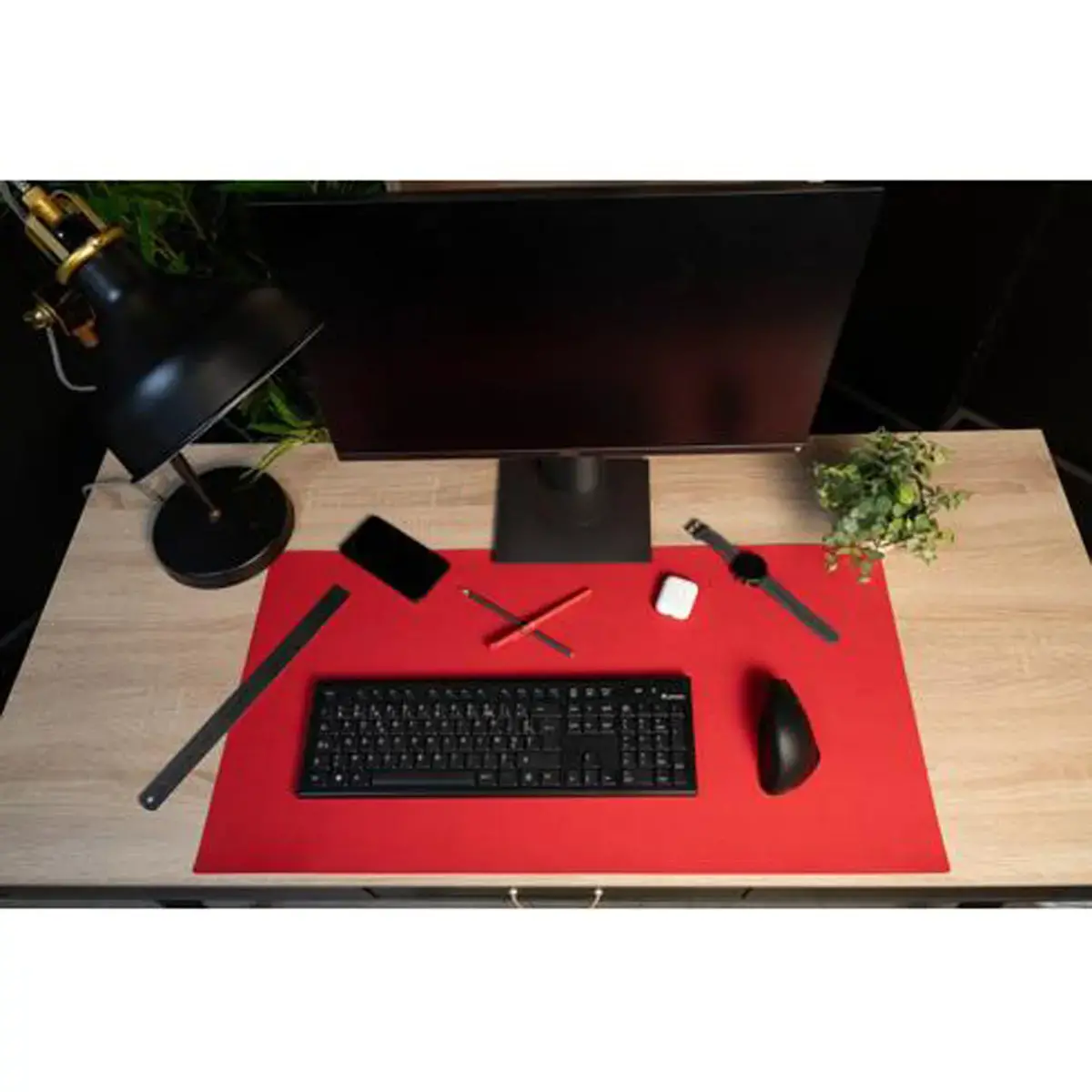 Sous-main souple PU 40x80cm noir/rouge photo du produit