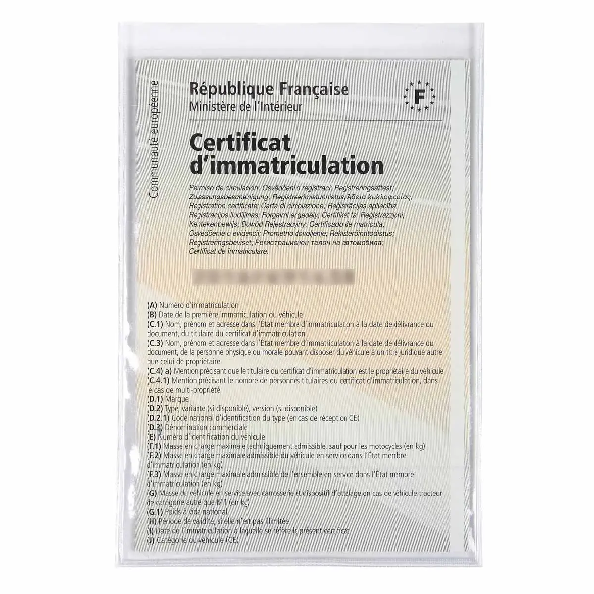 Etui de Protection PVC Documents voiture photo du produit