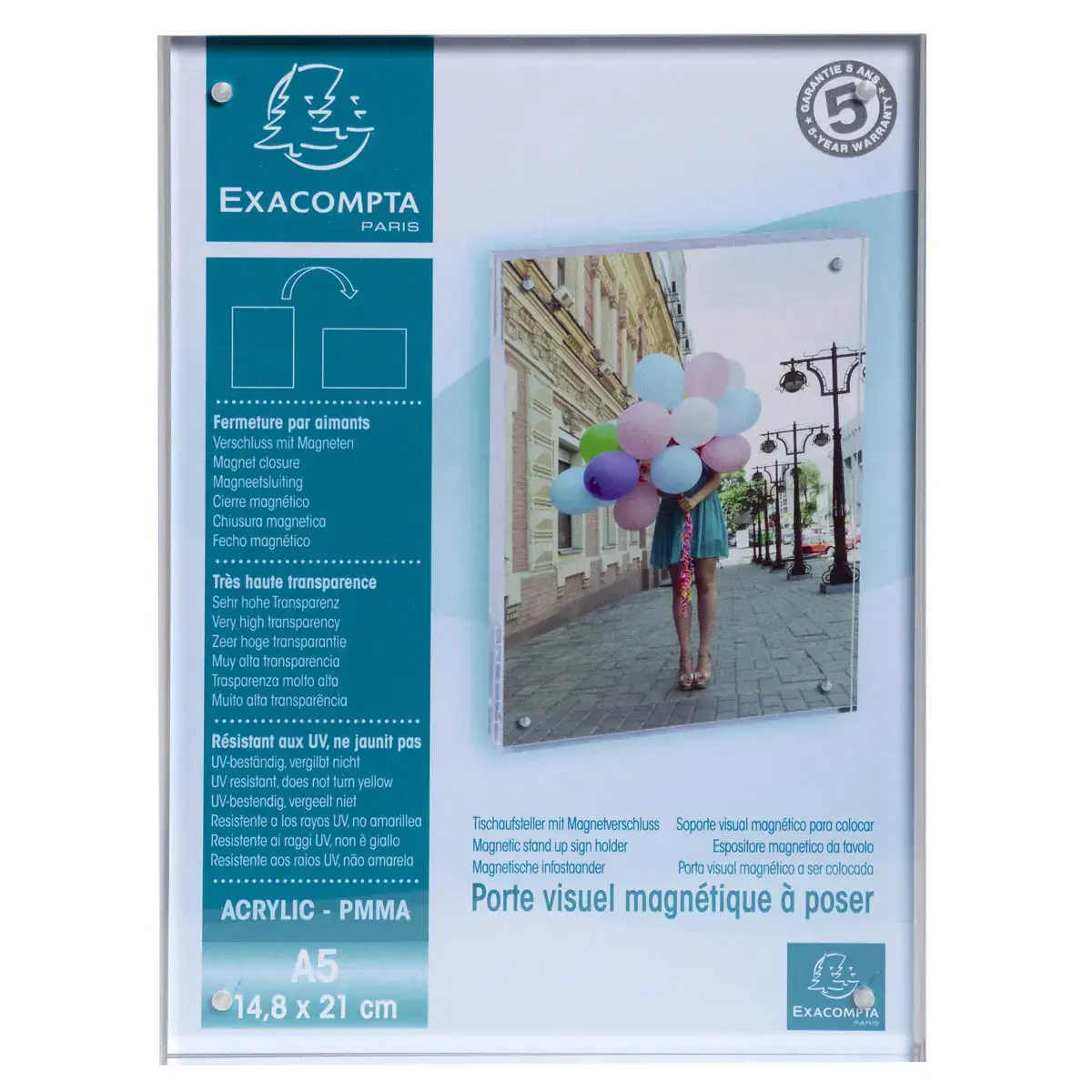 Porte-visuel fermeture magn&eacute;tique A5 - Exacompta photo du produit