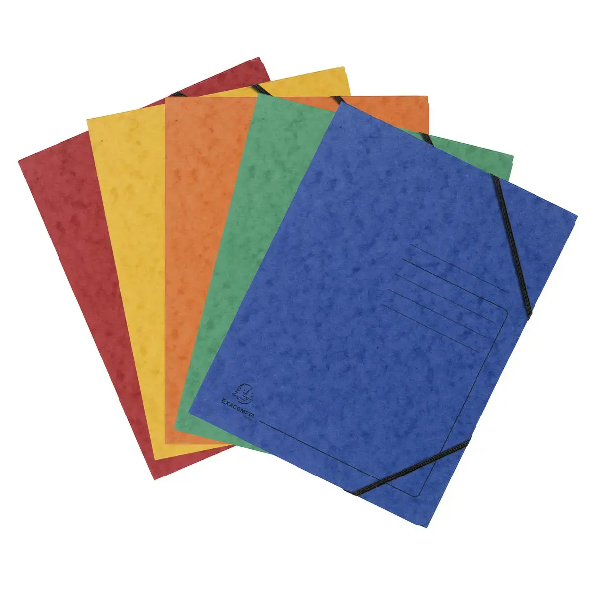 Lot de 5 chemises &agrave; &eacute;lastique sans rabat A4 en carte lustr&eacute;e 355 g/m&sup2; - Couleurs assorties - Exacompta photo du produit