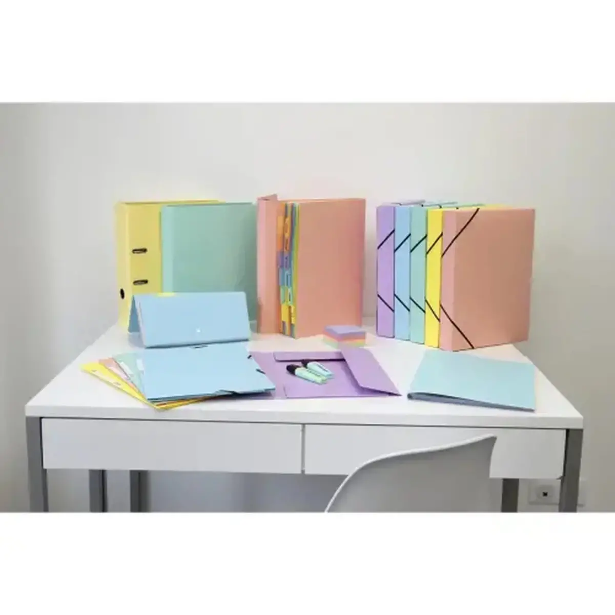 Trieur avec élastiques - 12 compartiments- 34 x 24,5 cm - Coloris pastel - EXACOMPTA photo du produit