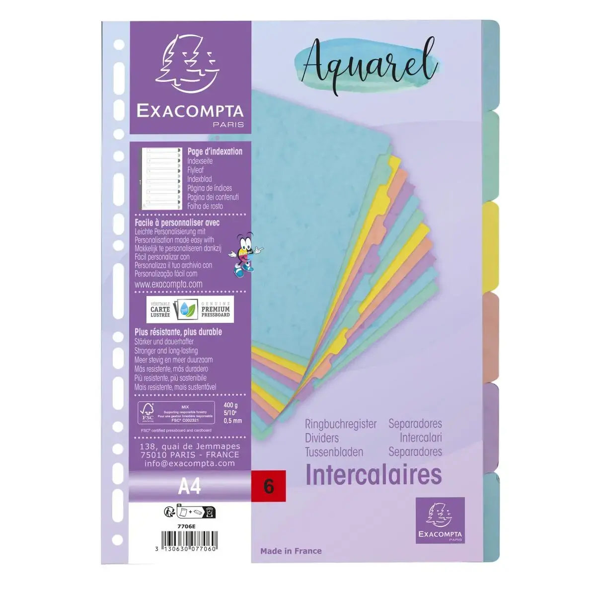 Intercal. 6P A4 C.lustree 400g AQUAREL photo du produit