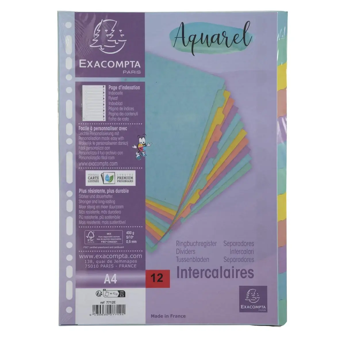 Intercal. 12P A4 C.lustree 400g AQUAREL photo du produit