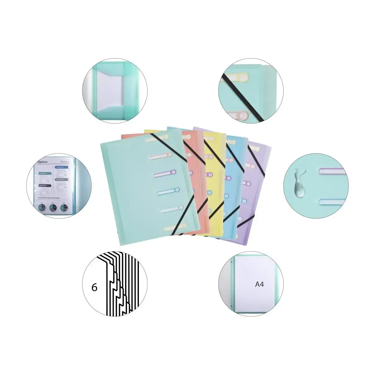 Trieur PP 6 compartiments Chrom.Pastel photo du produit