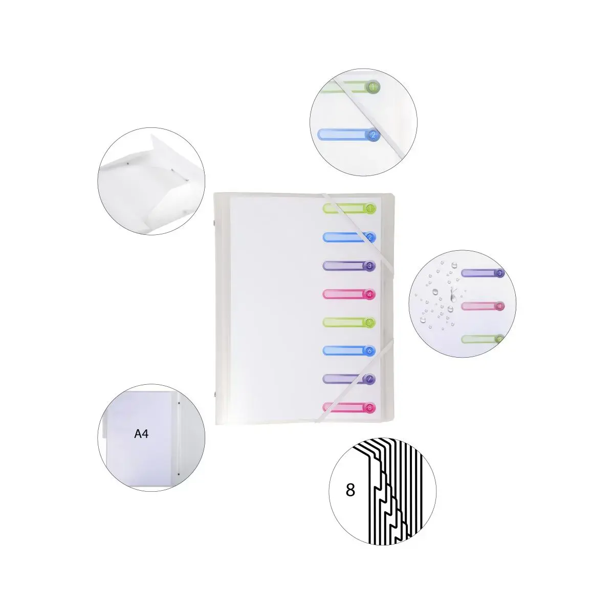 Trieur 3 rabats 8 comp PP Chromaline photo du produit