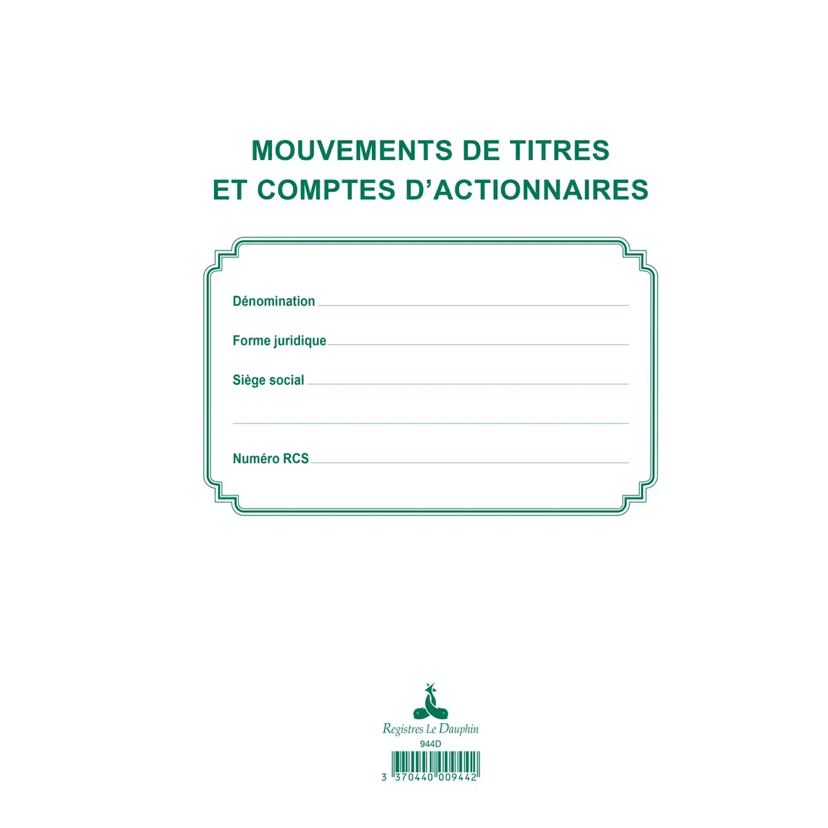 REGISTRE DES MOUVEMENTS DE TITRES photo du produit