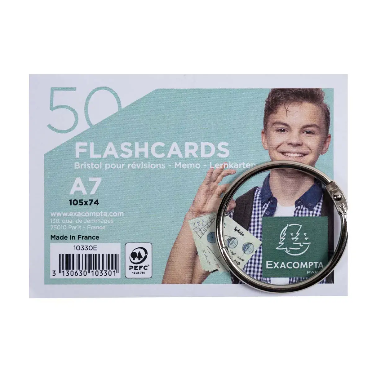 Flashcards bristol A7 lignees 5 ass - Exacompt photo du produit