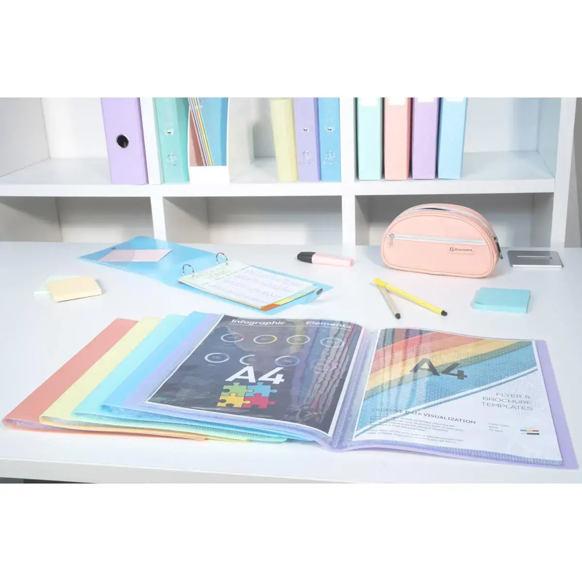 Porte-vues A4 80 vues Chrom. Pastel photo du produit