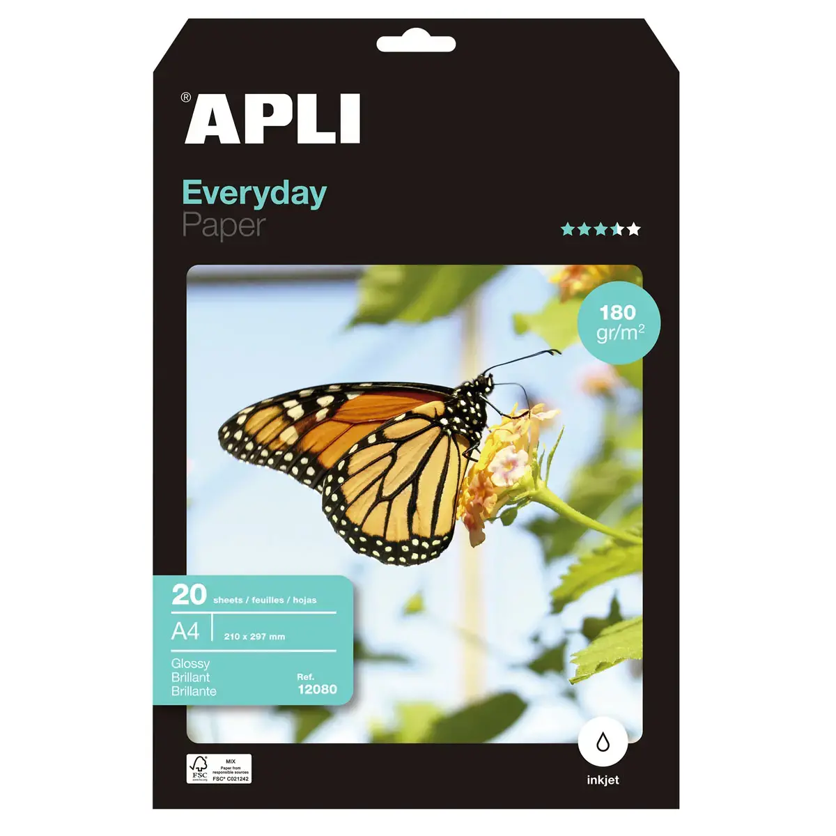Papier photo brillant Everyday - A4 - 180 g/m&sup2; - 20 feuilles - Apli photo du produit