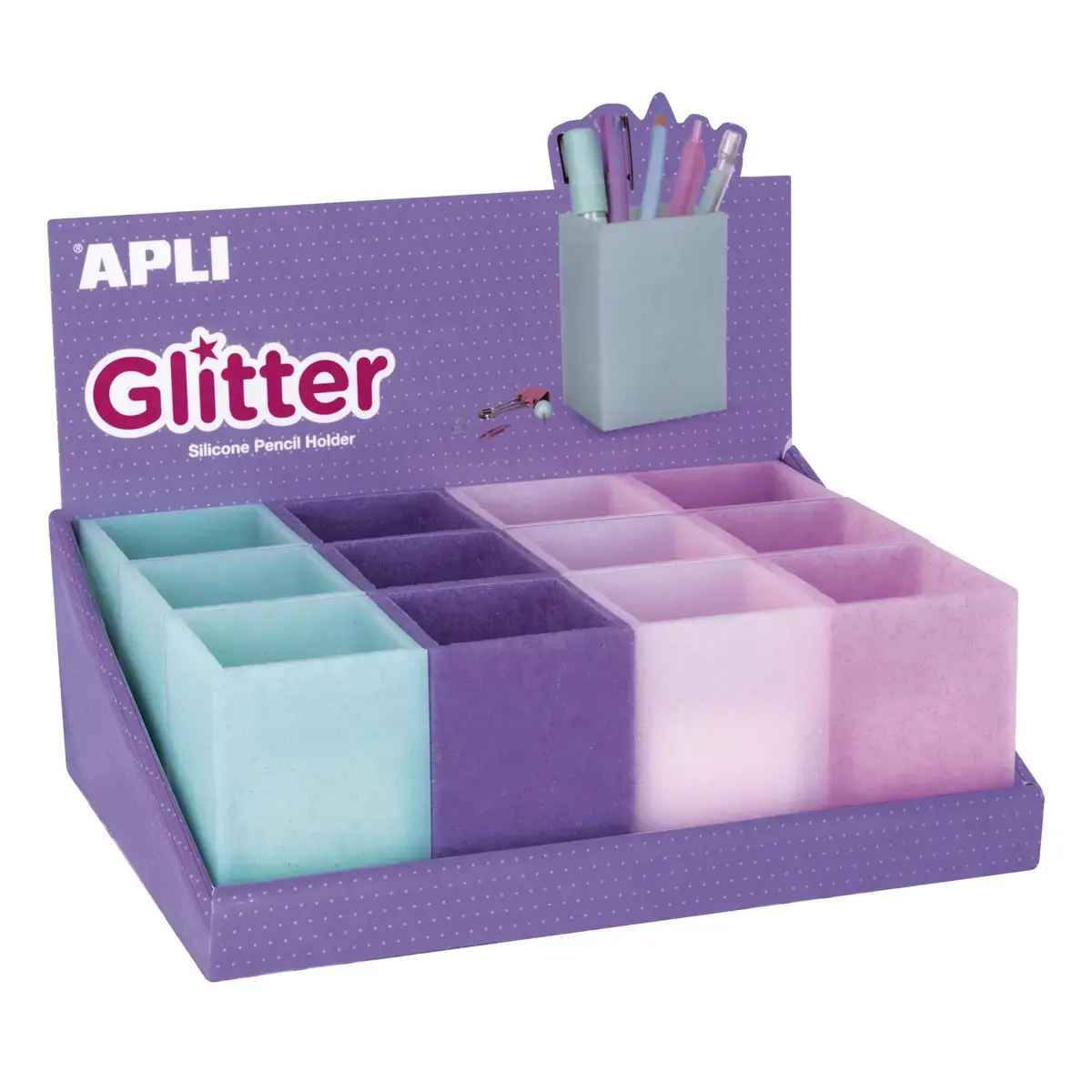 Pot à crayons glitter coul ass photo du produit
