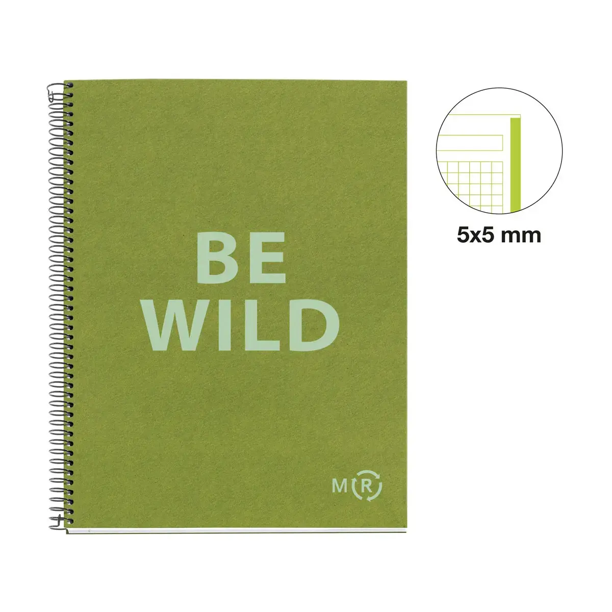 Notebook Be Eco Recyclé A4 Quadri. 5x5mm 80feuil. Olive photo du produit