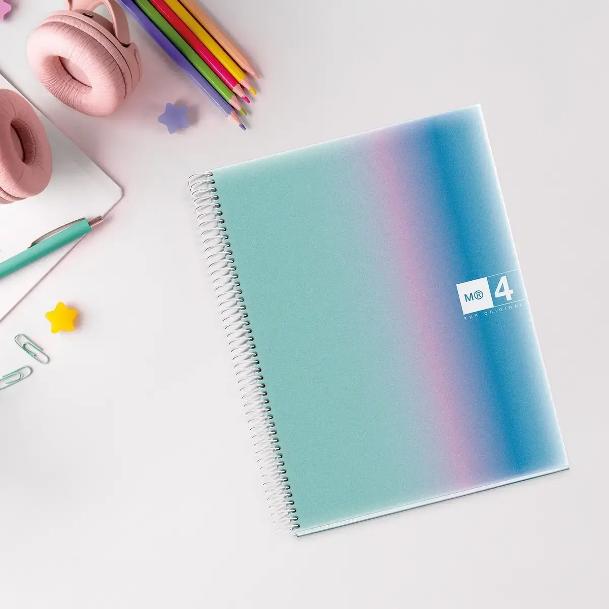 Notebook Aurora Souple A4 Ligné 7mm 120feuil. 4coul. Santorini photo du produit
