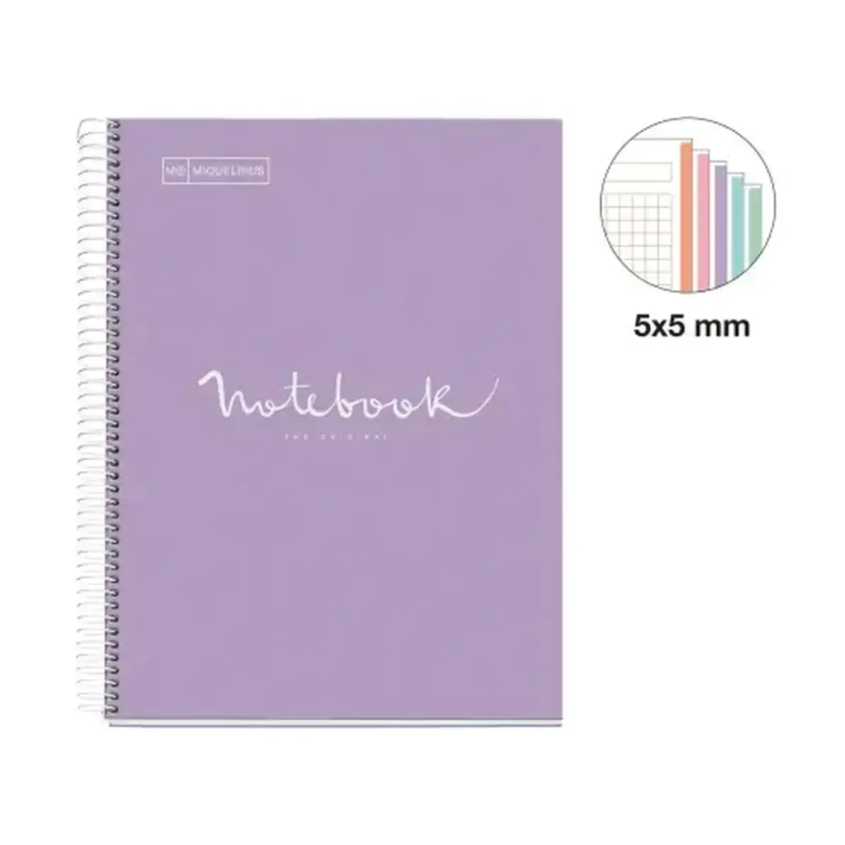 Notebook Emotions Rigide A4 Quadri. 5x5mm 120feuil. 5coul. Lavande photo du produit