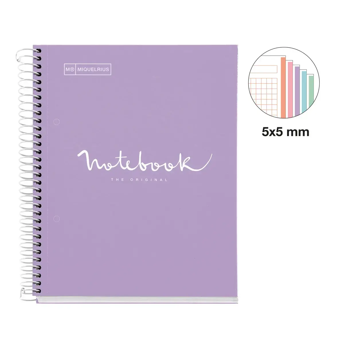 Notebook Emotions Rigide A5 Quadri. 5x5mm 120feuil. 5coul. Lavande photo du produit