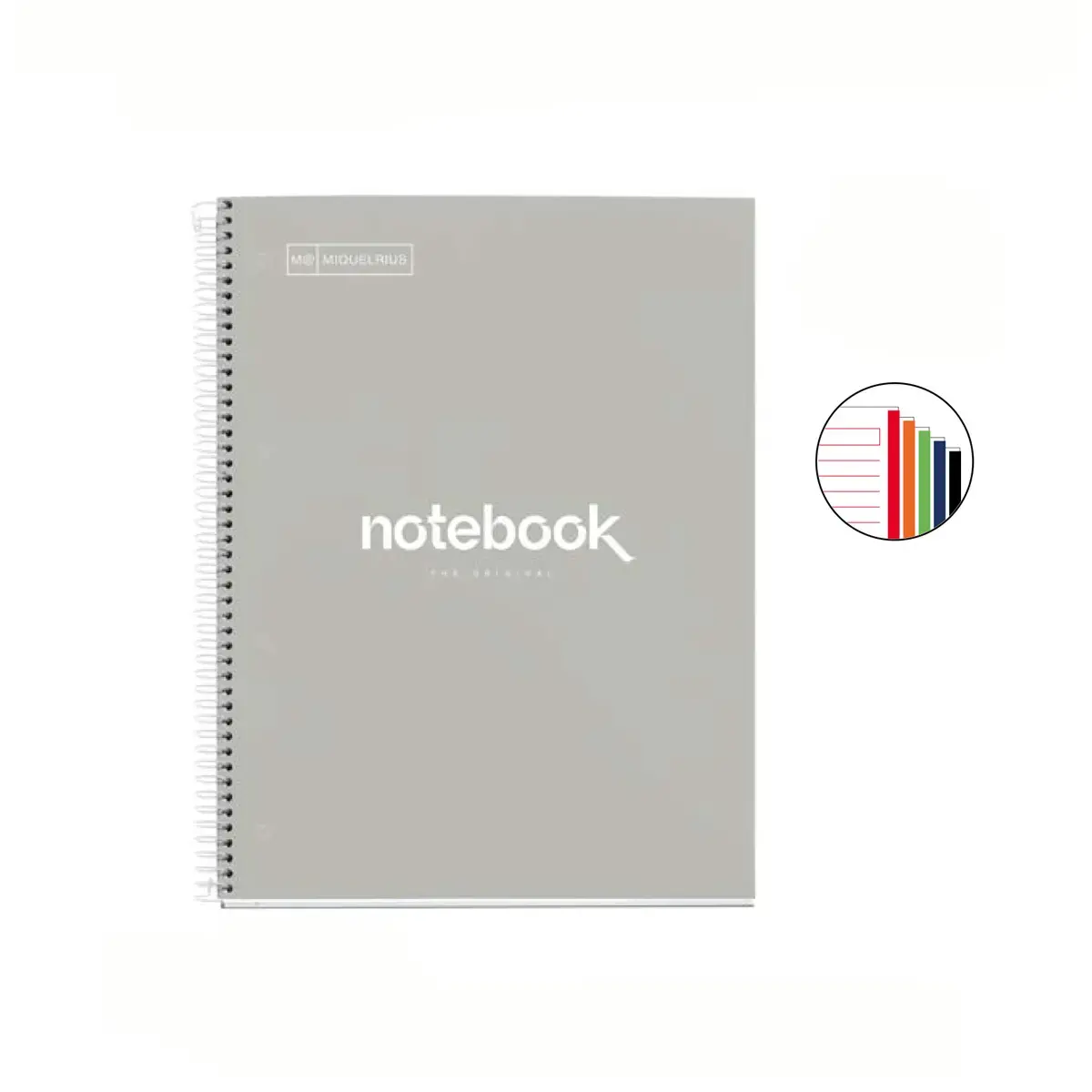 Notebook Emotions Rigide A4 Ligné 7mm 120feuil. 5coul. Gris photo du produit