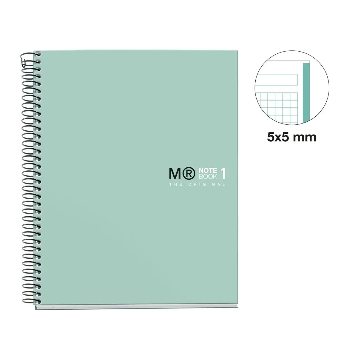 Notebook The Original Rigide A5 Quadri. 5x5mm 80feuil. Aqua photo du produit