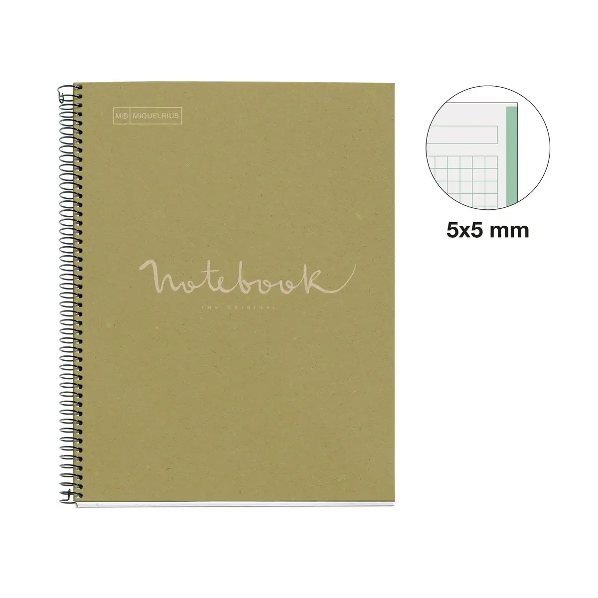 Notebook Eco Emotions Recyclé A4 Quadri. 5x5mm 80feuil. Vert photo du produit