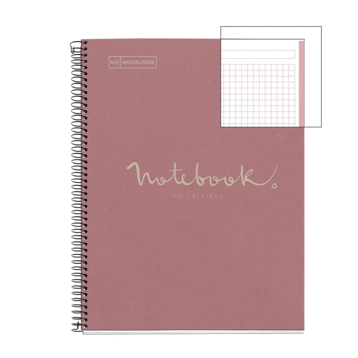 Notebook Eco Emotions Recyclé A4 Quadrillé 5 x 5 mm 80 feuilles Rose - Miquel Rius photo du produit
