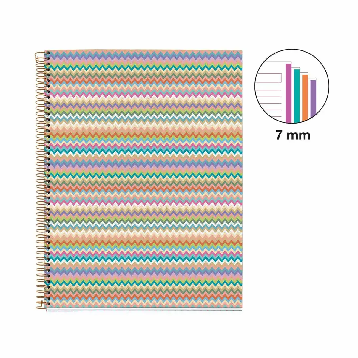 Notebook Lifestyle Rigide A4 Ligné 7mm 120feuil. 4coul. Zigzag photo du produit