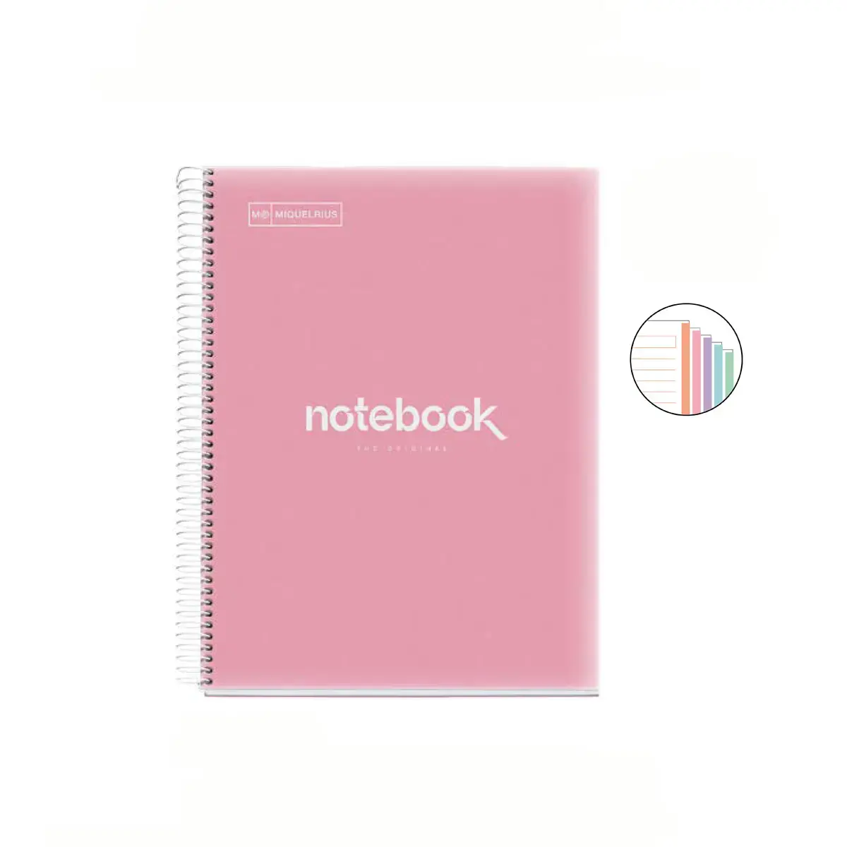 Notebook Emotions Souple A4 Lign&eacute; 7 mm 120 feuilles 5 couleurs Rose - Miquel Rius photo du produit