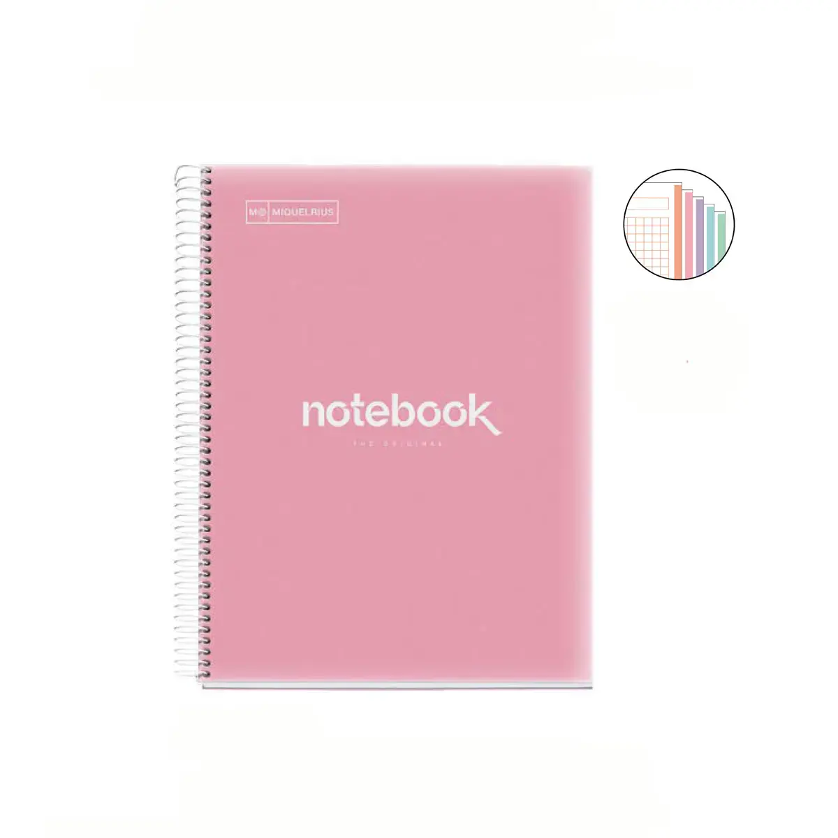 Notebook Emotions Souple A5 Quadrill&eacute; 5 x 5 mm 120 feuilles 5 couleurs Rose - Miquel Rius photo du produit