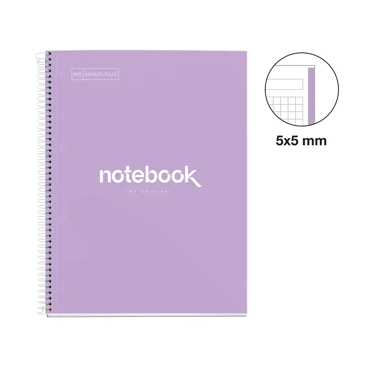 Notebook Emotions Rigide A5 Quadri. 5x5mm 80feuil. Lavande photo du produit