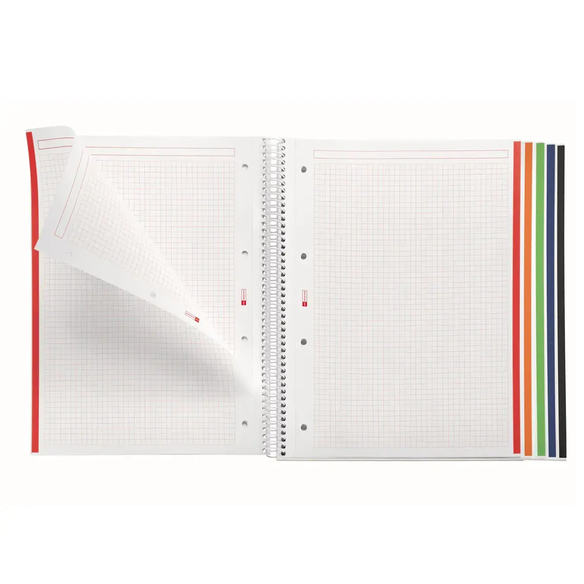 Notebook Emotions Rigide A4 Quadrill&eacute; 5 x 5 mm 120 feuilles 5 couleurs Rouge - Miquel Rius photo du produit