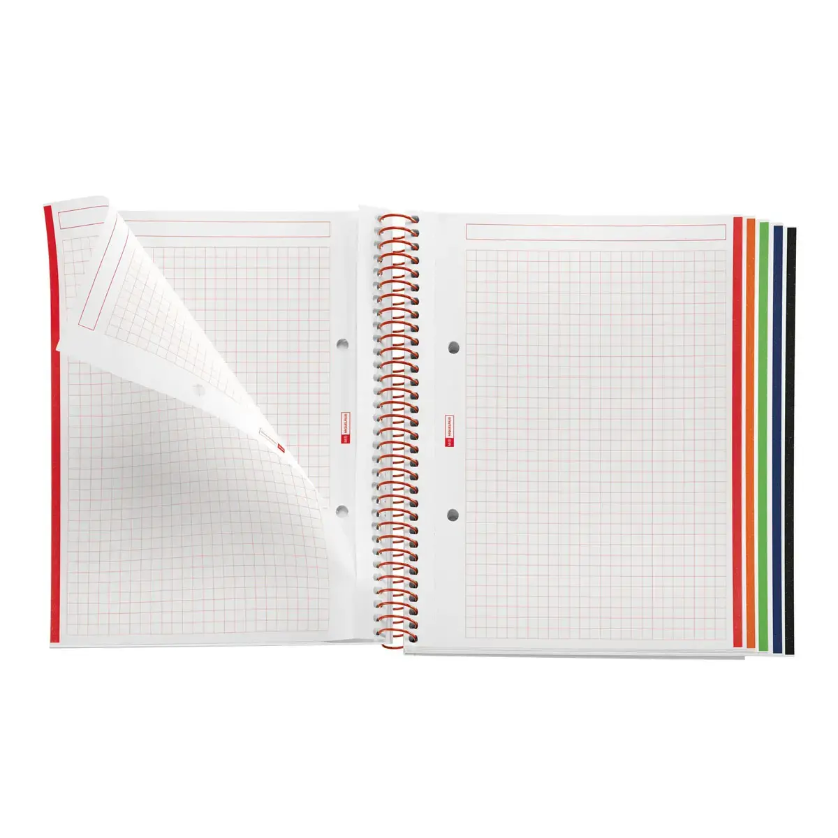 Notebook Emotions Rigide A5 Quadri. 5x5mm 120feuil. 5coul. Rouge photo du produit