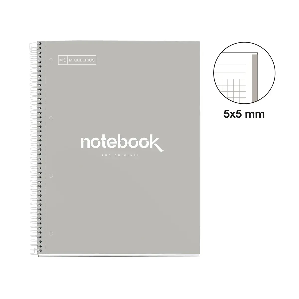 Notebook Emotions Rigide A4 Quadri. 5x5mm 80feuil. Gris photo du produit