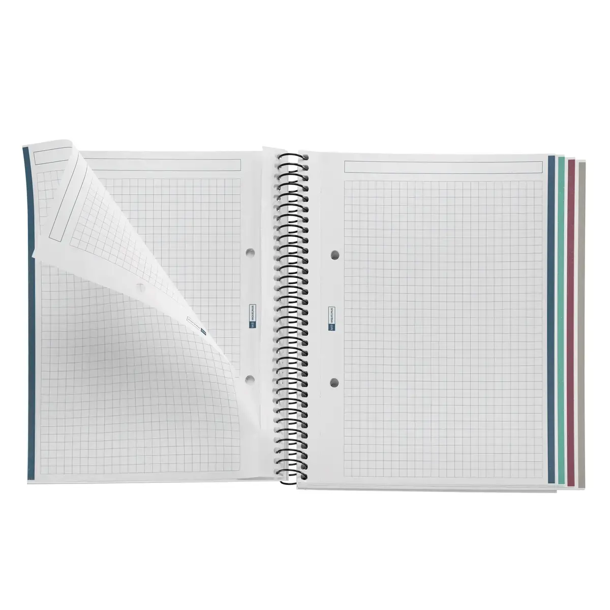 Notebook Eco Design Recyclé A5 Quadri. 5x5mm 120feuil. 4coul. Feuil. photo du produit