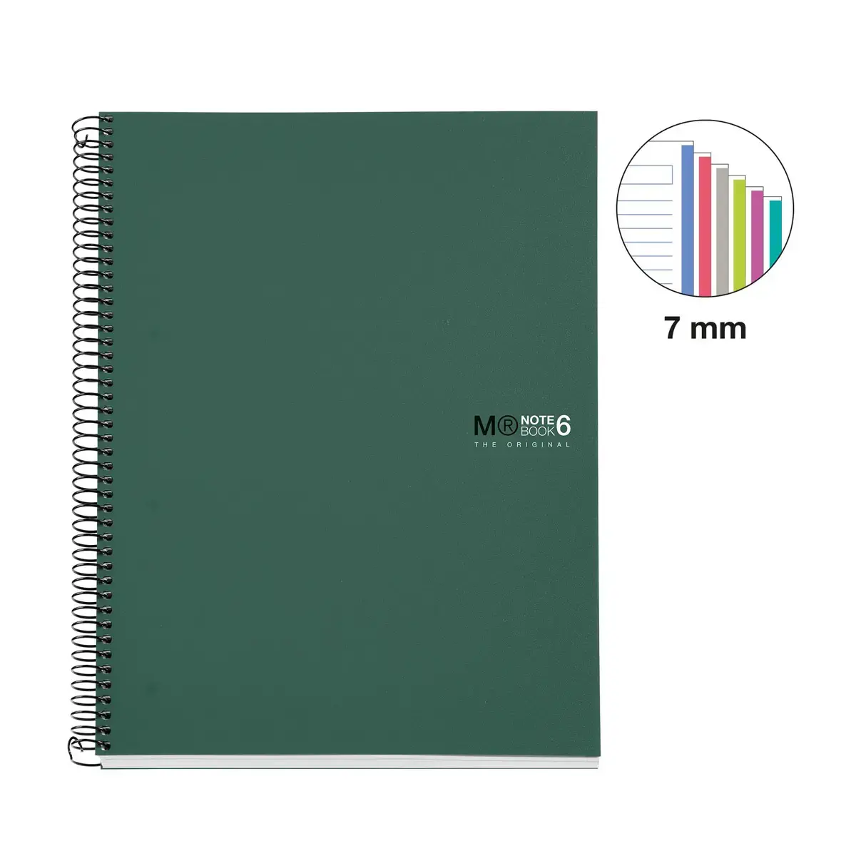 Notebook The Original Souple A5 Lign&eacute; 7mm 150feuil. 6coul. Kaki photo du produit