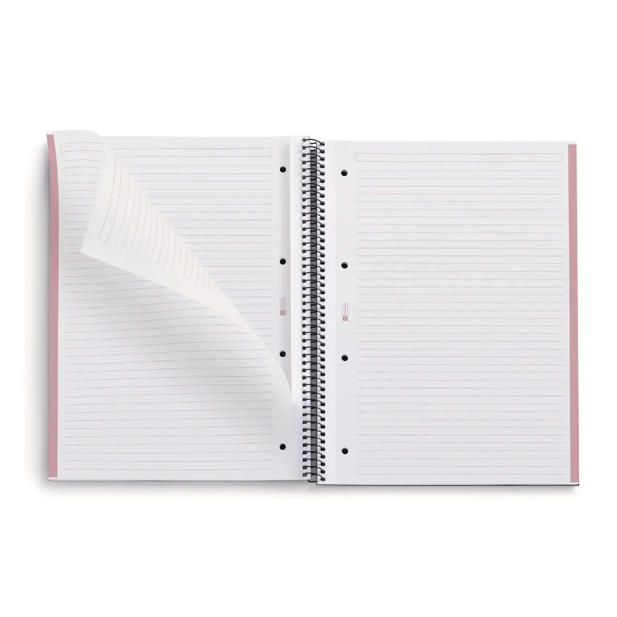 Cahier spirale papier recyclé - A5 - Ligné 7mm - 80 pages - Rose photo du produit