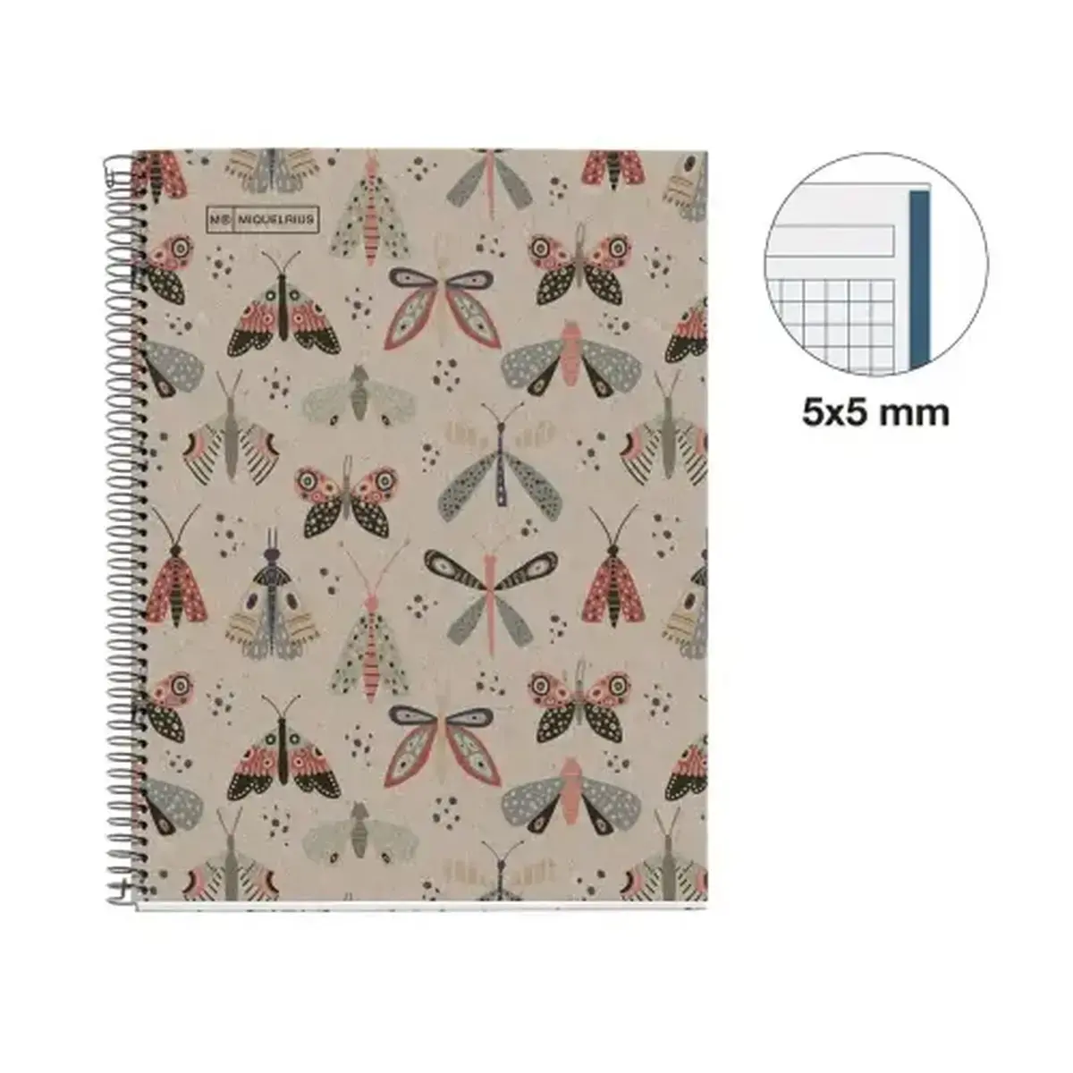 Notebook Eco Design Recyclé A4 Quadri. 5x5mm 80feuil. Butterfly photo du produit