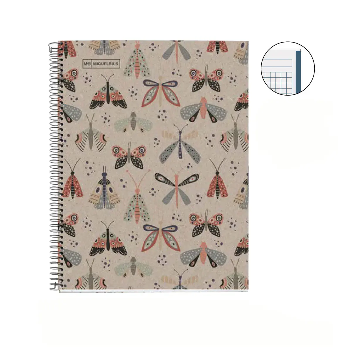 Notebook Eco Design Recyclé A5 Quadri. 5x5mm 80feuil. Butterfly photo du produit