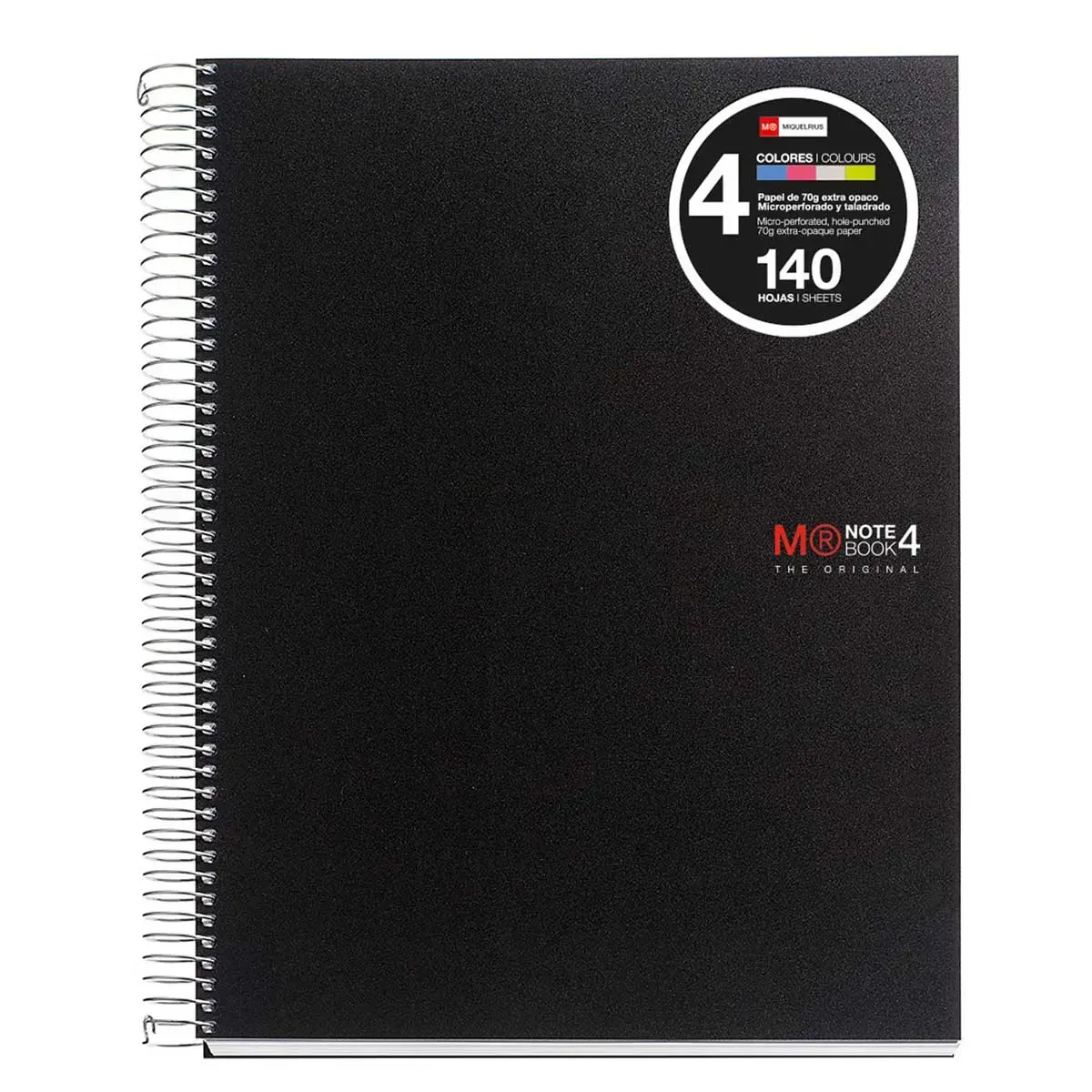 Notebook The Original Souple A6 Quadri. 5x5mm 140feuil. 4coul. Noir photo du produit