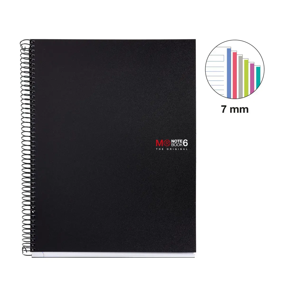 Notebook The Original Souple A5 Ligné 7 mm 150 feuilles 6 couleurs Noir - Miquel Rius photo du produit