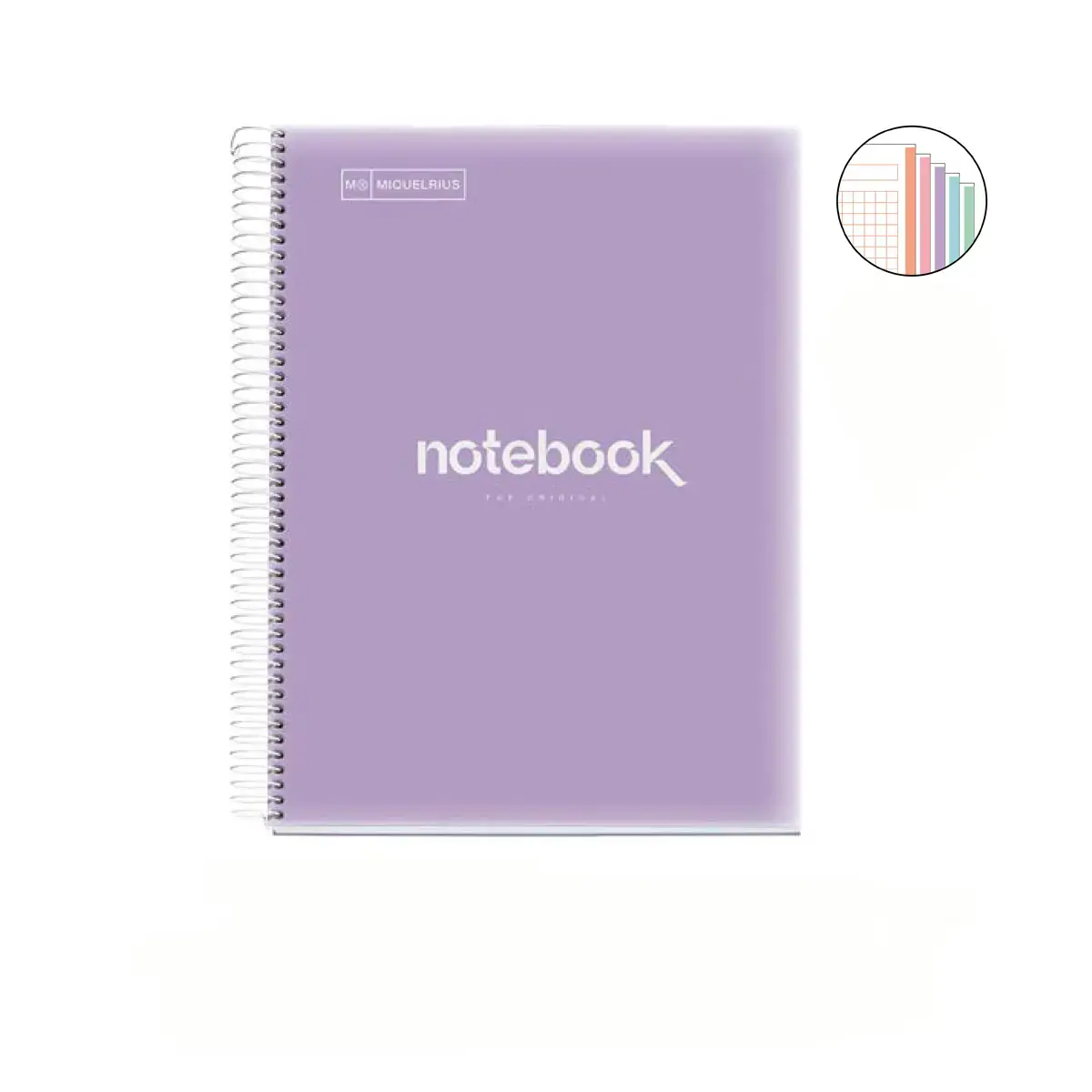 Cahier spirales souple - A5 - 5x5 - 120 pages - Lavande photo du produit