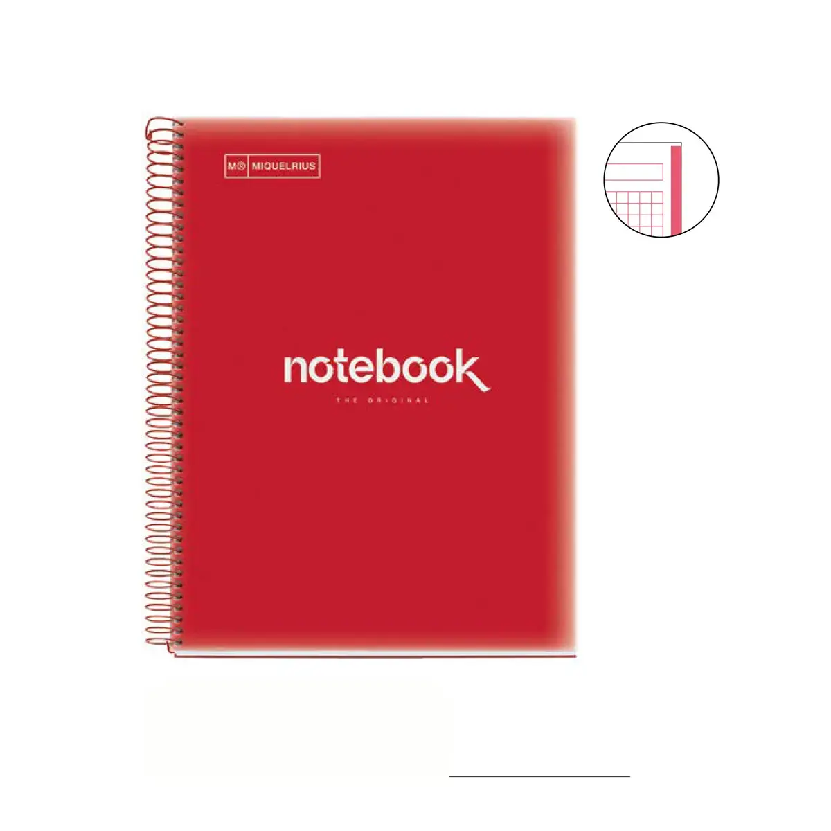 Cahier spirales souple - A4 - 5 x 5 - 80 pages - Rouge photo du produit