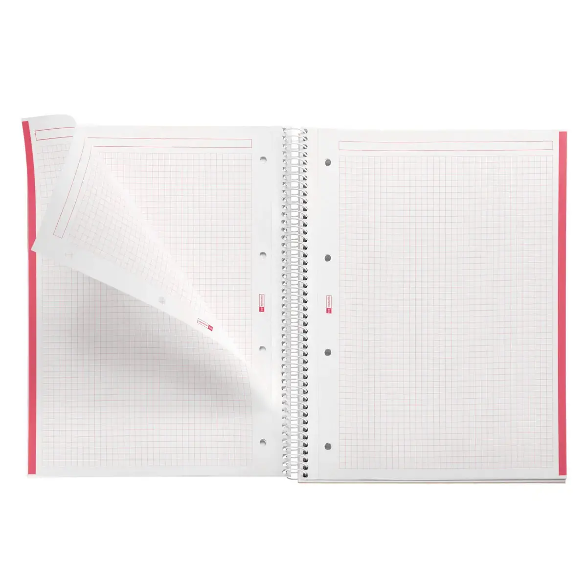 Cahier spirales souple - A4 - 5 x 5 - 80 pages - Rouge photo du produit