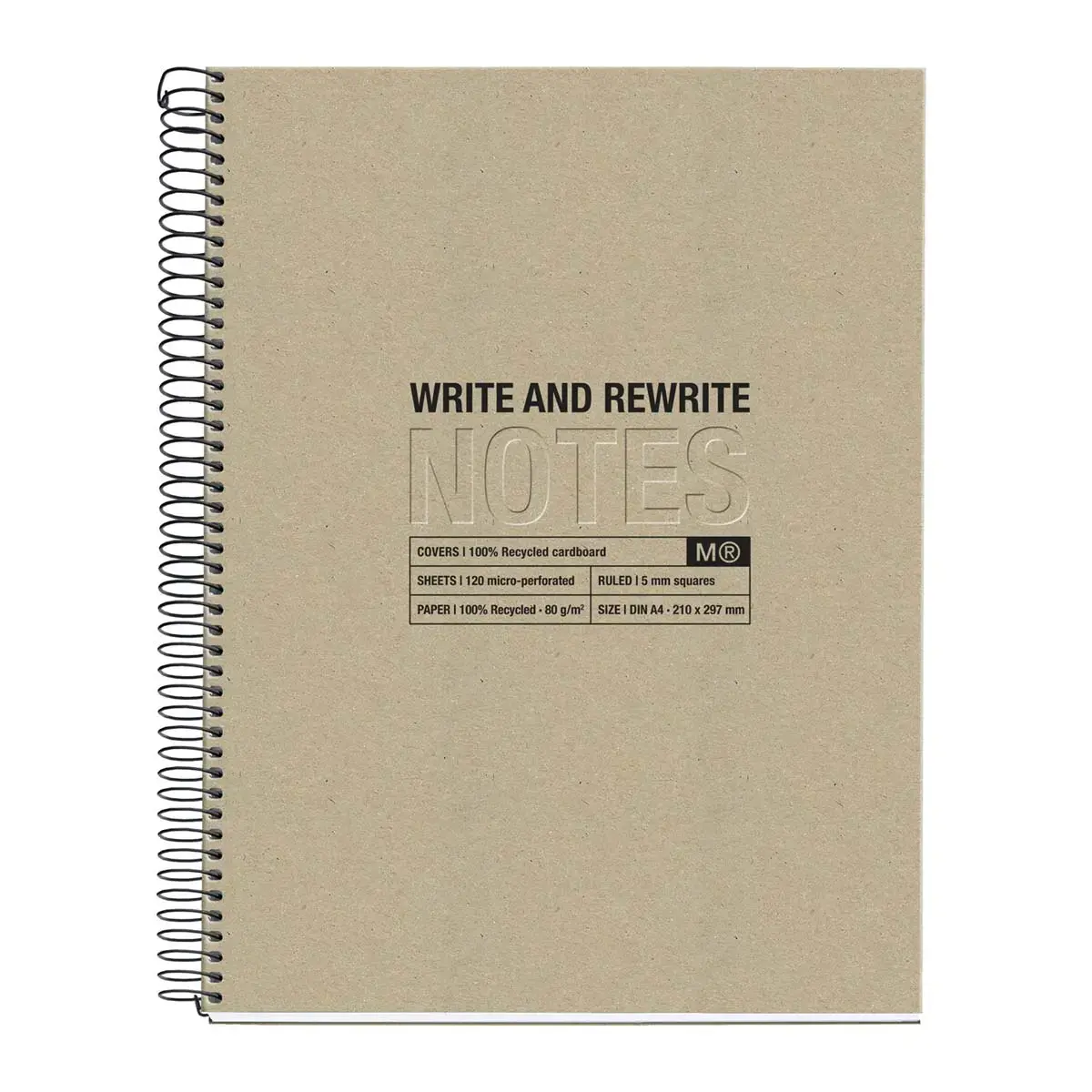 Notebook Eco Design Recyclé A4 Ligné 7 mm 120 feuilles 4 couleurs Kraft - Miquel Rius photo du produit
