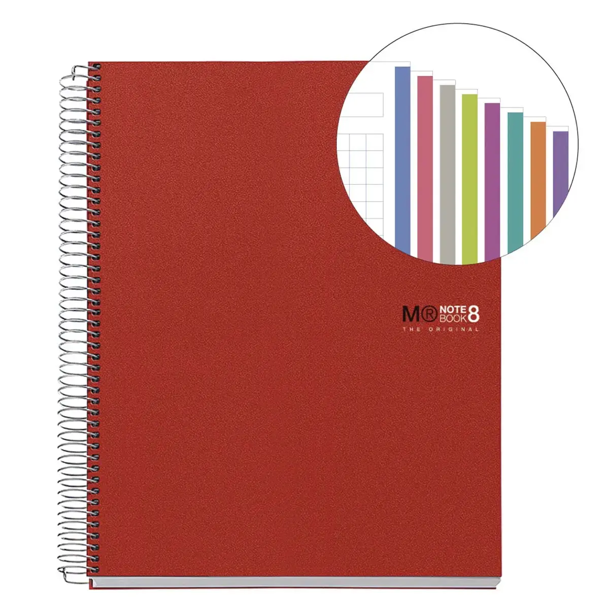 Notebook The Original Souple A5 Quadrillé 5 x 5 mm 200 feuilles 8 couleurs Rouge - Miquel Rius photo du produit
