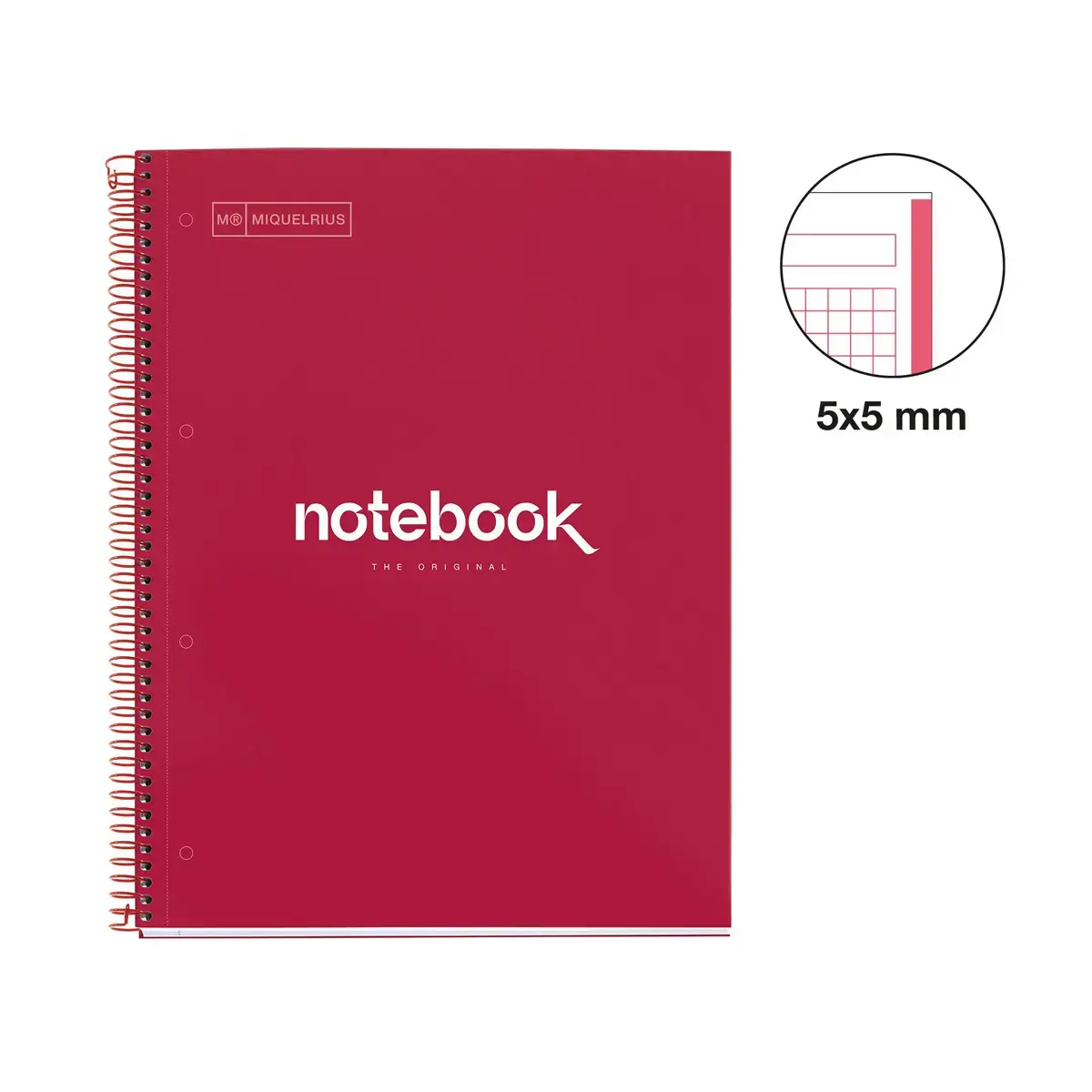 Notebook Emotions Rigide A4 Quadri. 5x5mm 80feuil. Rouge photo du produit