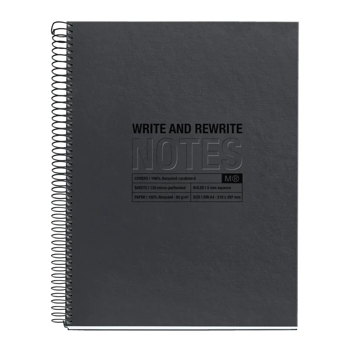 Notebook Eco Design Recyclé A4 Quadri. 5x5mm 120feuil. 4coul. Noir photo du produit