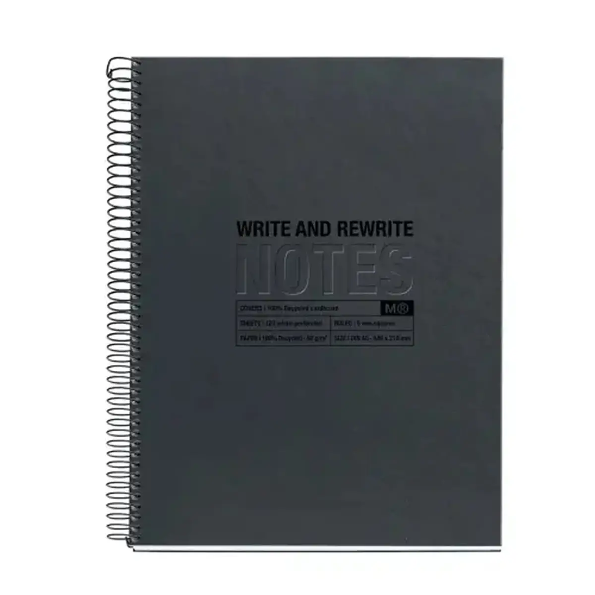 Notebook Eco Design Recycl&eacute; A5 Quadri. 5x5mm 120feuil. 4coul. Noir photo du produit