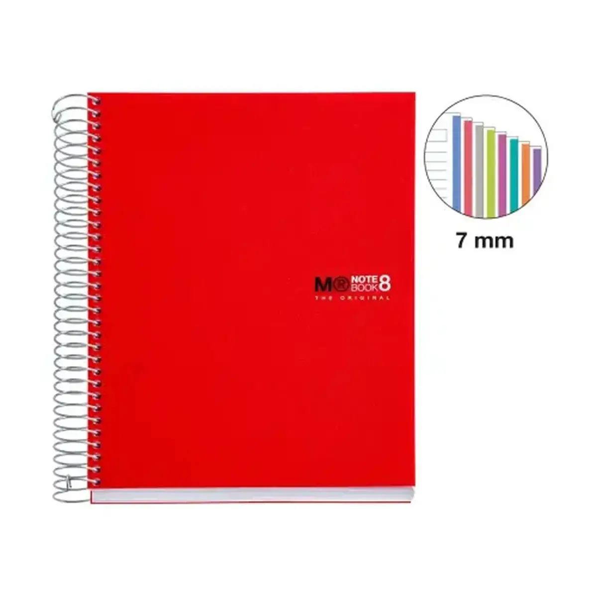 Notebook The Original Souple A5 Lign&eacute; 7mm 200feuil. 8coul. Rouge photo du produit