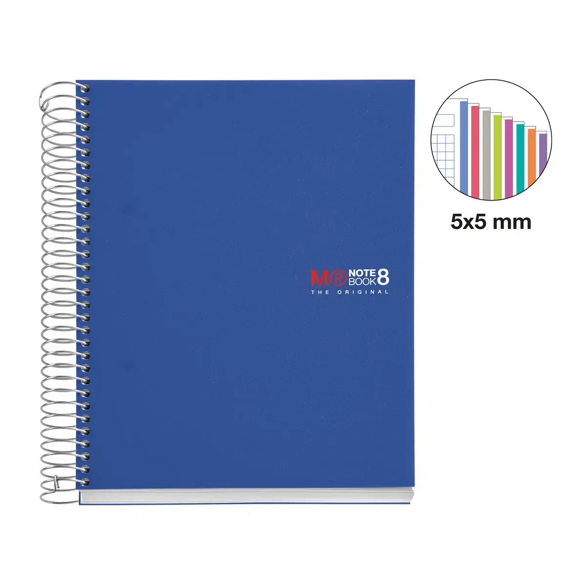 Notebook The Original Souple A5 Quadri. 5x5mm 200feuil. 8coul. Bleu photo du produit
