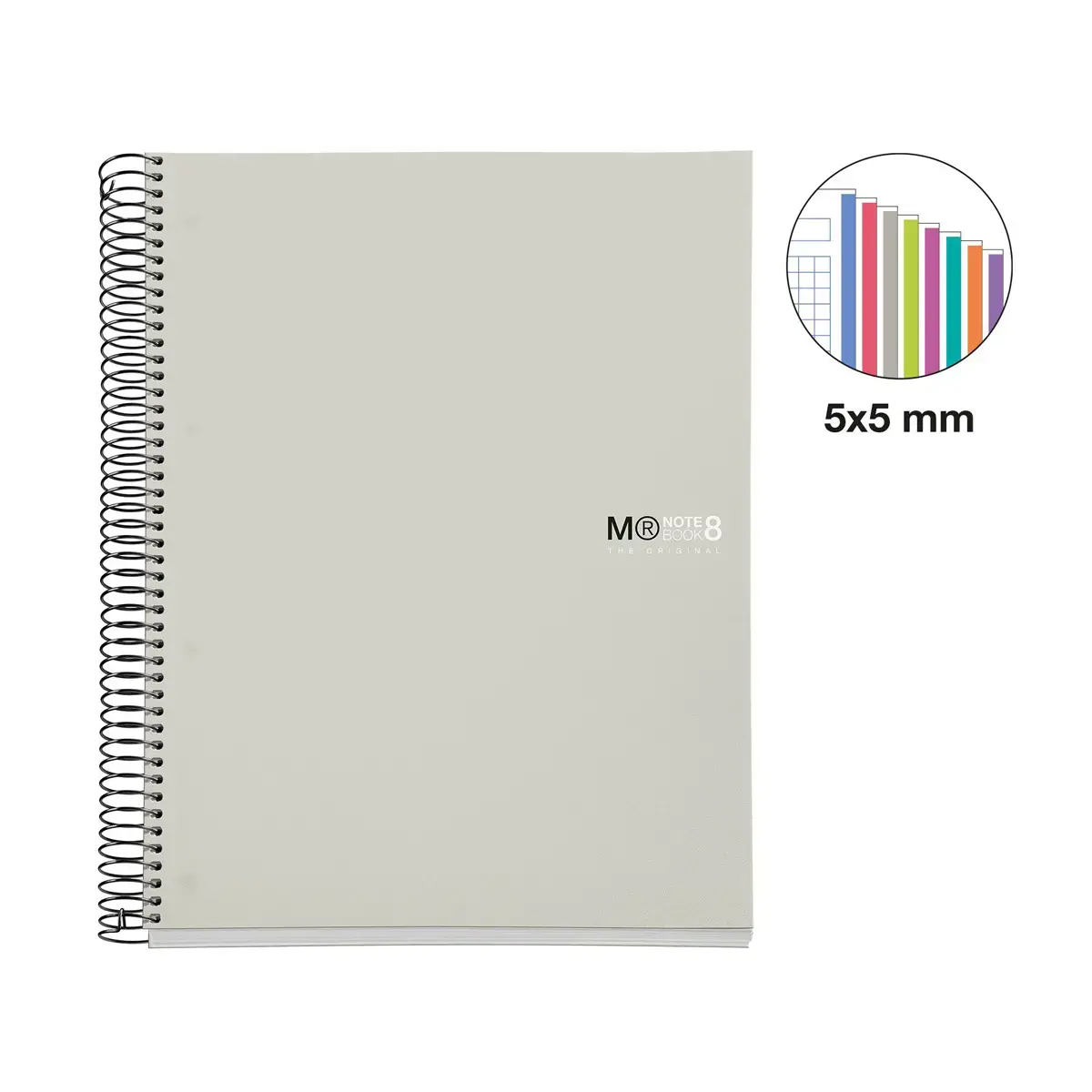 Cahier spirales souple - A4 - 5x5 - 200 pages - Gris photo du produit