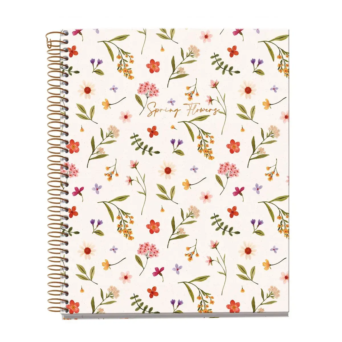 Cahier spirales rigide - A5 - 5x5 - 120 pages - Motifs fleuris photo du produit