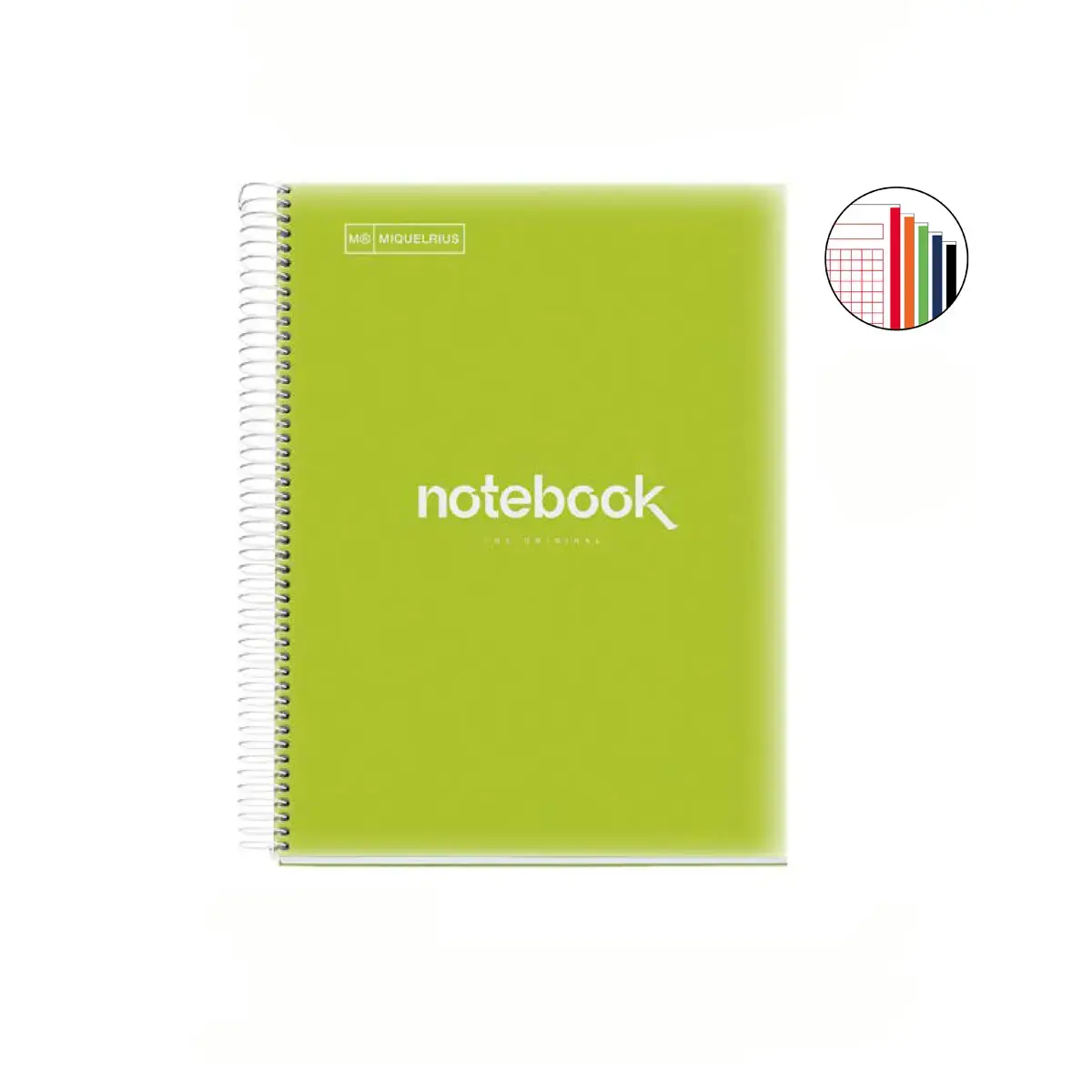 Notebook Emotions Souple A4 Quadrill&eacute; 5 x 5 mm 120 feuilles 5 couleurs Lime - Miquel Rius photo du produit
